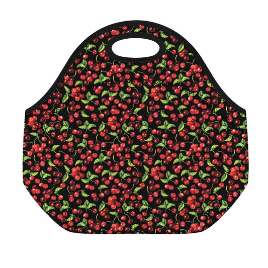 Watercolor Cherry Pattern Print Neoprene Lunch Bag