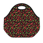 Watercolor Cherry Pattern Print Neoprene Lunch Bag