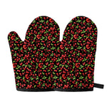 Watercolor Cherry Pattern Print Oven Mitts