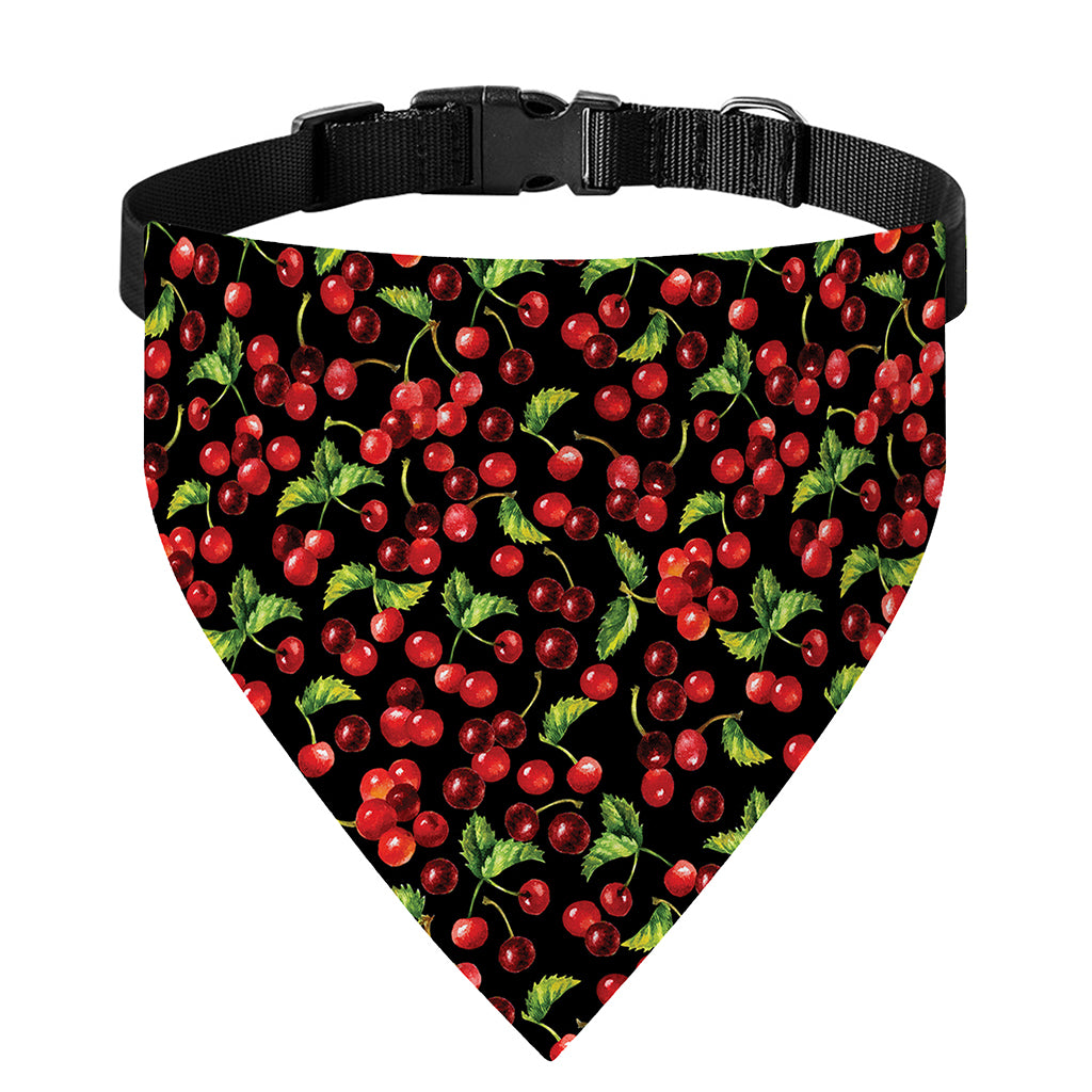 Watercolor Cherry Pattern Print Over The Collar Dog Bandana