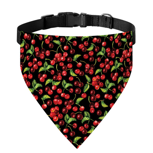 Watercolor Cherry Pattern Print Over The Collar Dog Bandana