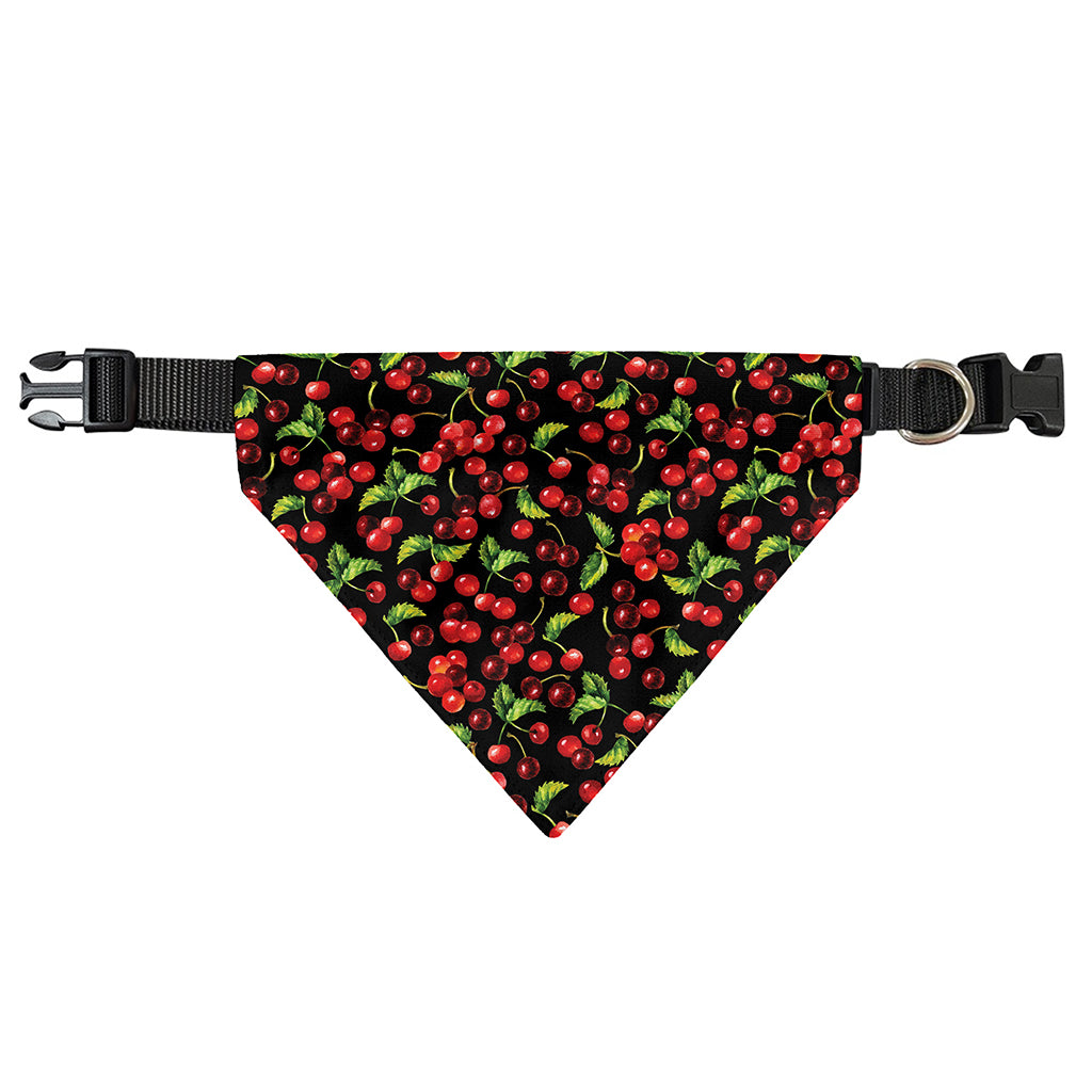 Watercolor Cherry Pattern Print Over The Collar Dog Bandana