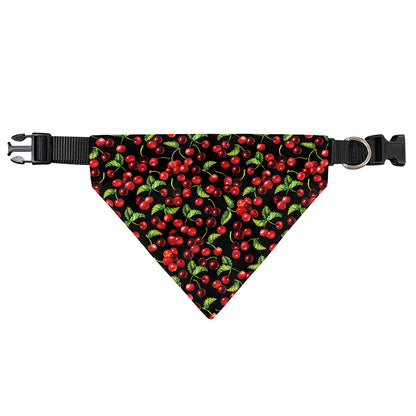 Watercolor Cherry Pattern Print Over The Collar Dog Bandana