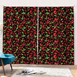 Watercolor Cherry Pattern Print Pencil Pleat Curtains