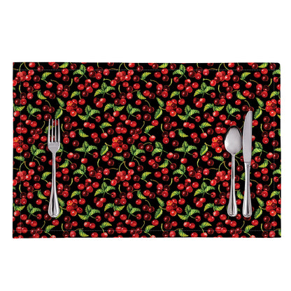 Watercolor Cherry Pattern Print Placemat