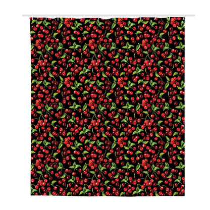 Watercolor Cherry Pattern Print Polyester Shower Curtain