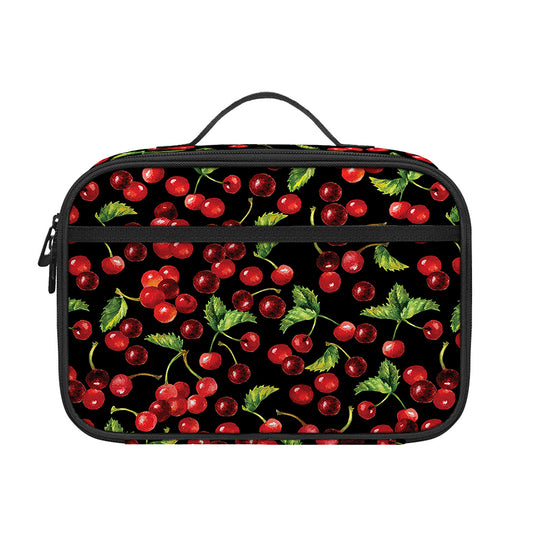 Watercolor Cherry Pattern Print Portable Lunch Bag