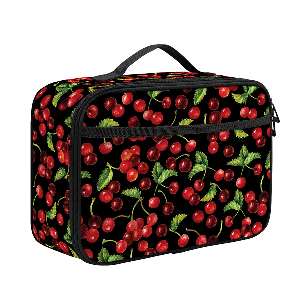 Watercolor Cherry Pattern Print Portable Lunch Bag