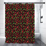 Watercolor Cherry Pattern Print Premium Shower Curtain
