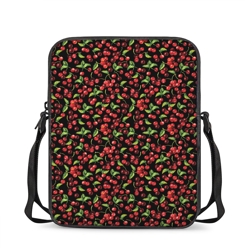 Watercolor Cherry Pattern Print Rectangular Crossbody Bag