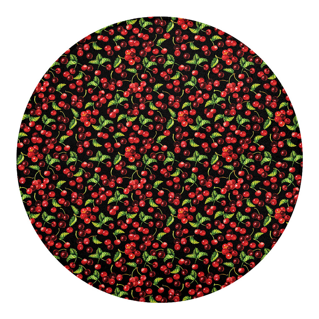 Watercolor Cherry Pattern Print Round Blanket