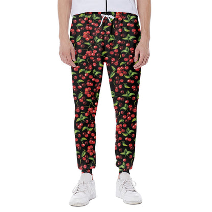 Watercolor Cherry Pattern Print Scuba Joggers