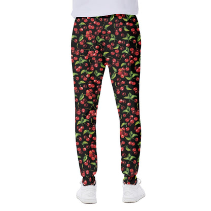 Watercolor Cherry Pattern Print Scuba Joggers