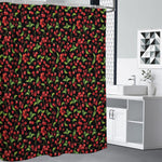 Watercolor Cherry Pattern Print Shower Curtain