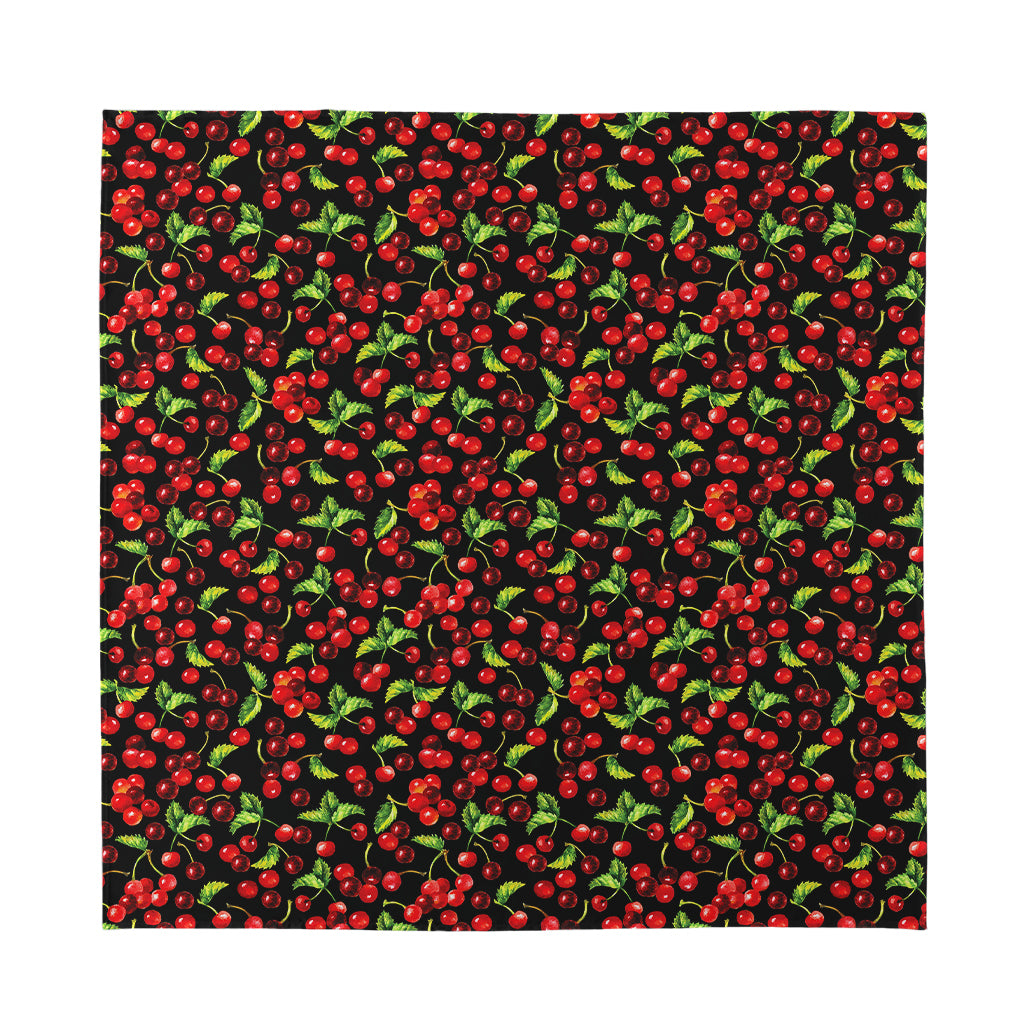 Watercolor Cherry Pattern Print Silk Bandana
