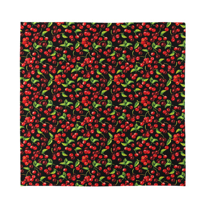 Watercolor Cherry Pattern Print Silk Bandana
