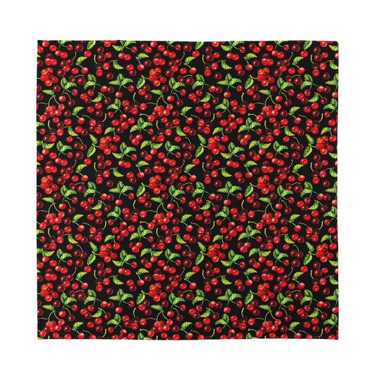 Watercolor Cherry Pattern Print Silk Bandana