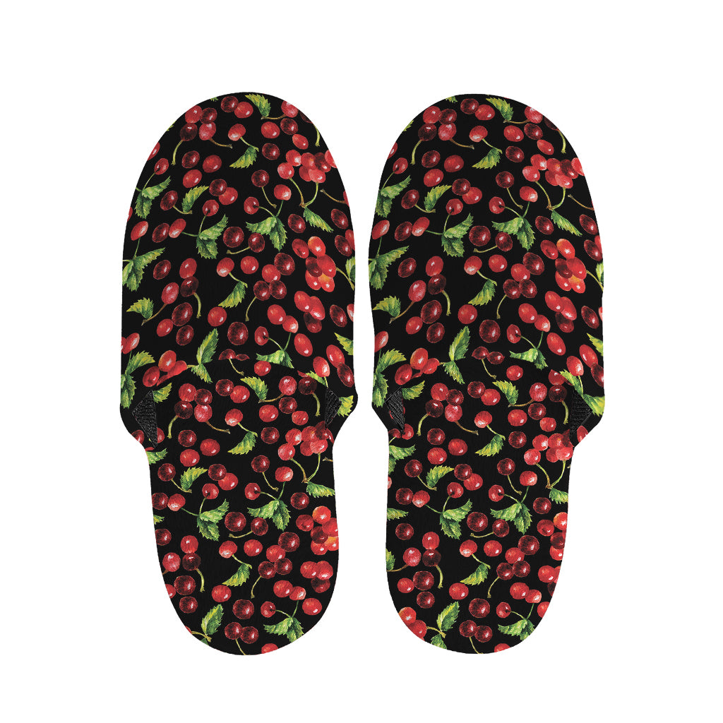Watercolor Cherry Pattern Print Slippers