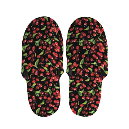 Watercolor Cherry Pattern Print Slippers
