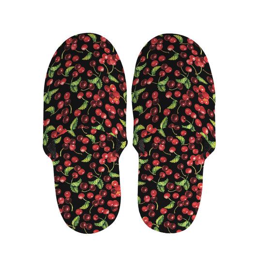 Watercolor Cherry Pattern Print Slippers