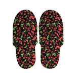 Watercolor Cherry Pattern Print Slippers