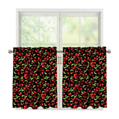Watercolor Cherry Pattern Print Tier Curtains