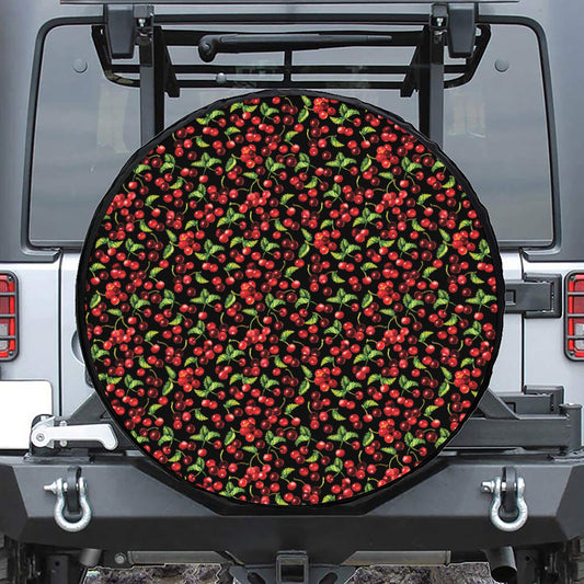 Watercolor Cherry Pattern Print Tire Cover