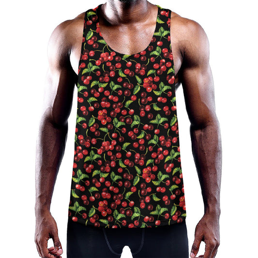 Watercolor Cherry Pattern Print Training Tank Top