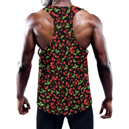 Watercolor Cherry Pattern Print Training Tank Top