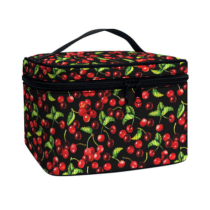 Watercolor Cherry Pattern Print Travel Makeup Bag