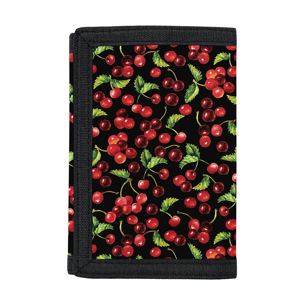 Watercolor Cherry Pattern Print Trifold Wallet