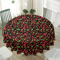 Watercolor Cherry Pattern Print Waterproof Round Tablecloth