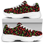 Watercolor Cherry Pattern Print White Chunky Shoes