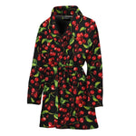 Watercolor Cherry Pattern Print Women's Bathrobe