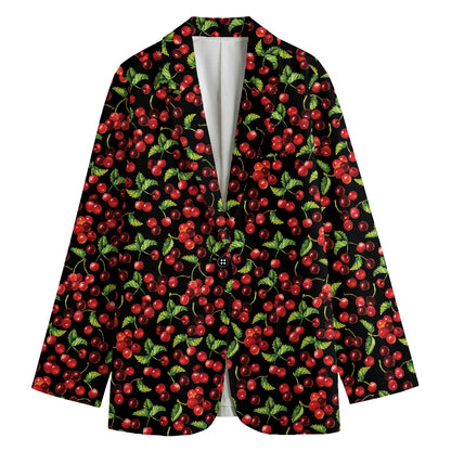 Watercolor Cherry Pattern Print Women's Blazer