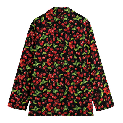 Watercolor Cherry Pattern Print Women's Blazer
