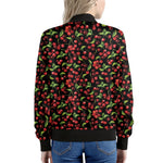 Watercolor Cherry Pattern Print Women's Bomber Jacket