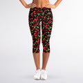 Watercolor Cherry Pattern Print Women's Capri Leggings