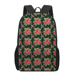 Watercolor Christmas Poinsettia Print 17 Inch Backpack