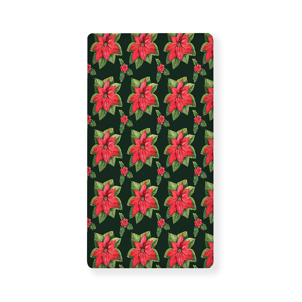 Watercolor Christmas Poinsettia Print Baby Crib Sheet