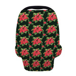 Watercolor Christmas Poinsettia Print Baby Seat Cover