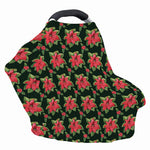 Watercolor Christmas Poinsettia Print Baby Seat Cover