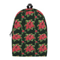 Watercolor Christmas Poinsettia Print School Backpack