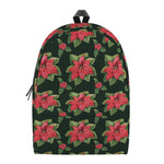 Watercolor Christmas Poinsettia Print Backpack
