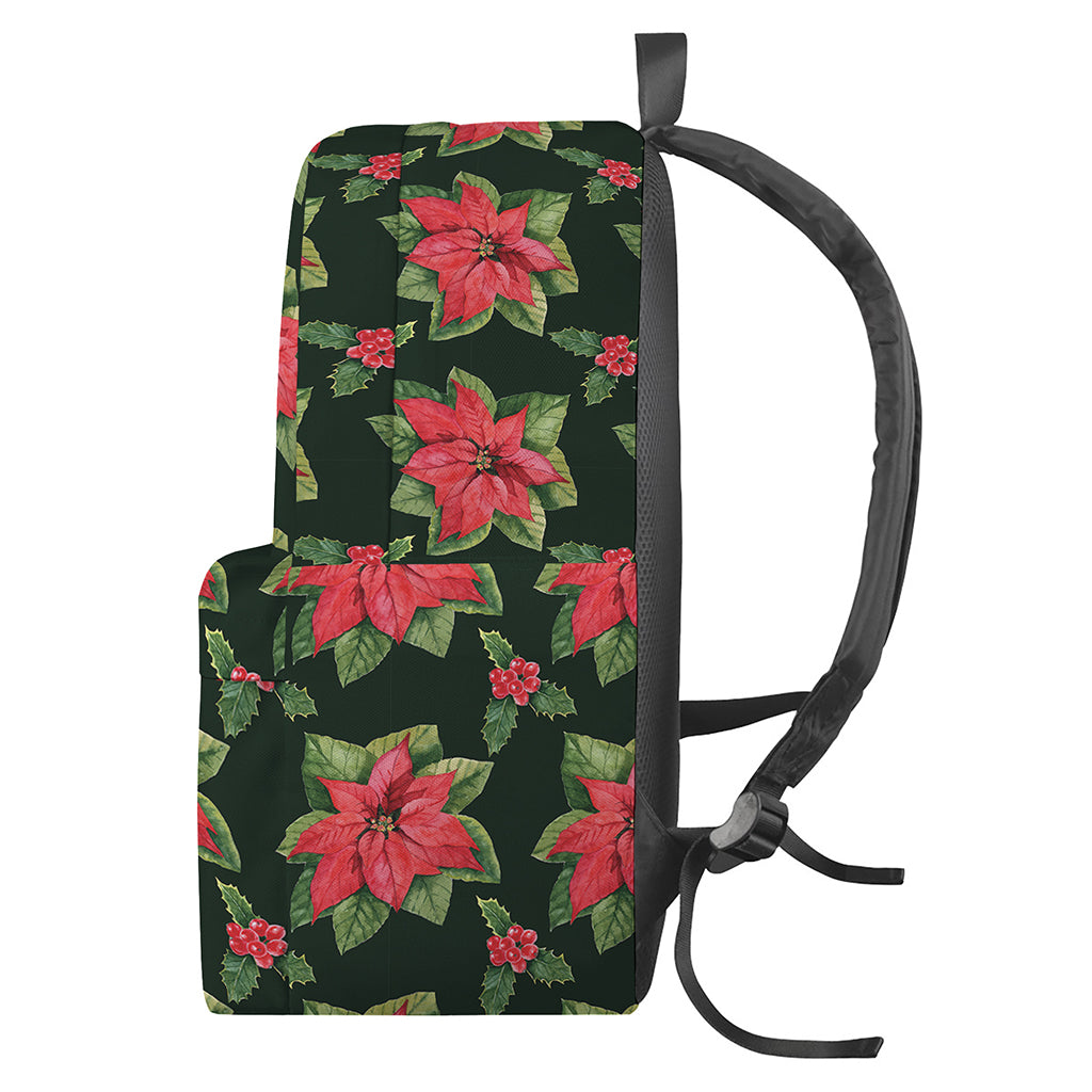 Watercolor Christmas Poinsettia Print Backpack