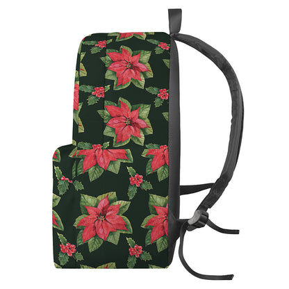 Watercolor Christmas Poinsettia Print Backpack