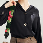 Watercolor Christmas Poinsettia Print Bag Strap