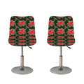 Watercolor Christmas Poinsettia Print Bar Stool Covers