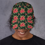 Watercolor Christmas Poinsettia Print Baseball Cap