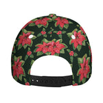 Watercolor Christmas Poinsettia Print Baseball Cap